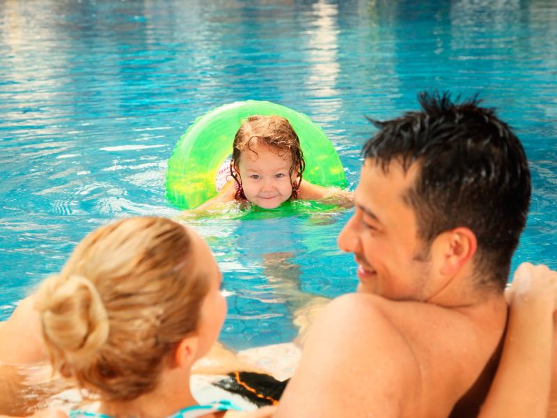 Family in the pool